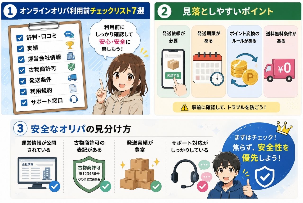 初心者向け｜オンラインオリパ利用前チェックリスト7選