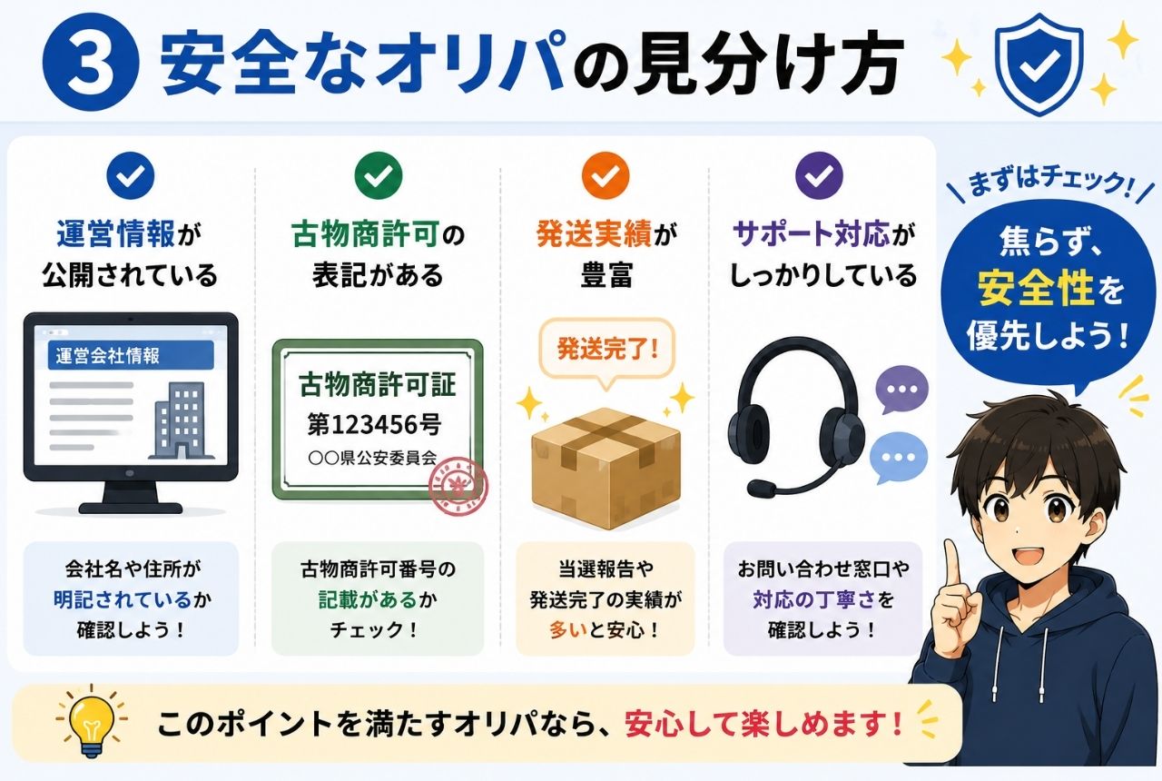 安全なオリパの見分け方